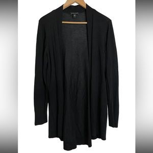 ❌sold❌ Eileen Fisher Wool Open Front Long Cardigan Tencel Lyocell Black Sweater